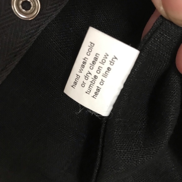 Cynthia Ashby Linen Sz S Blouse Black 100% Linen long sleeve snap front & cuffs - Picture 12 of 14